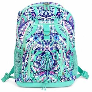 PBteen Large Backpack Boho Medallion Turquoise Purple School Book Bag Organizer